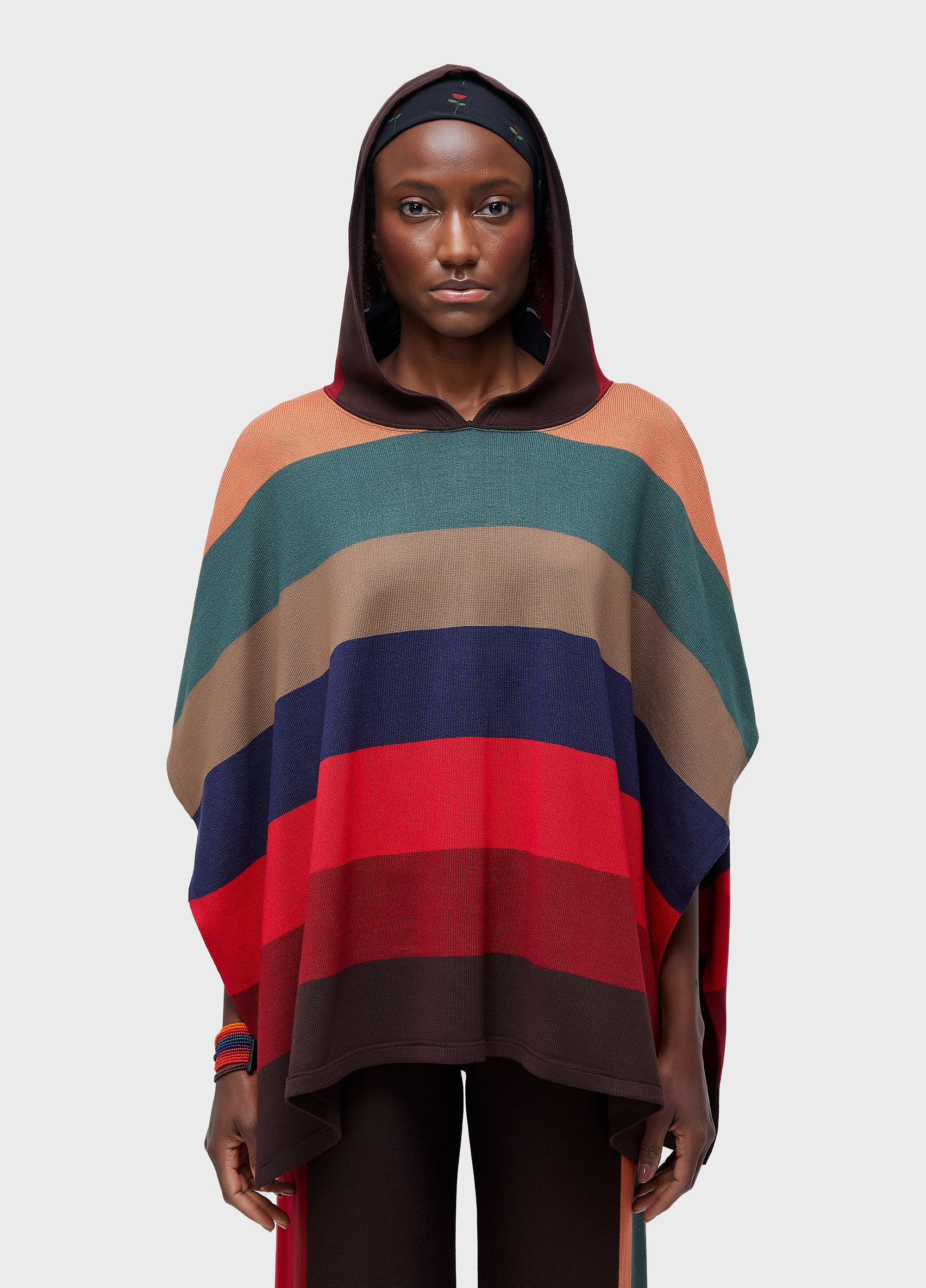 PONCHO CAPUZ COLORFULL STRIPES
