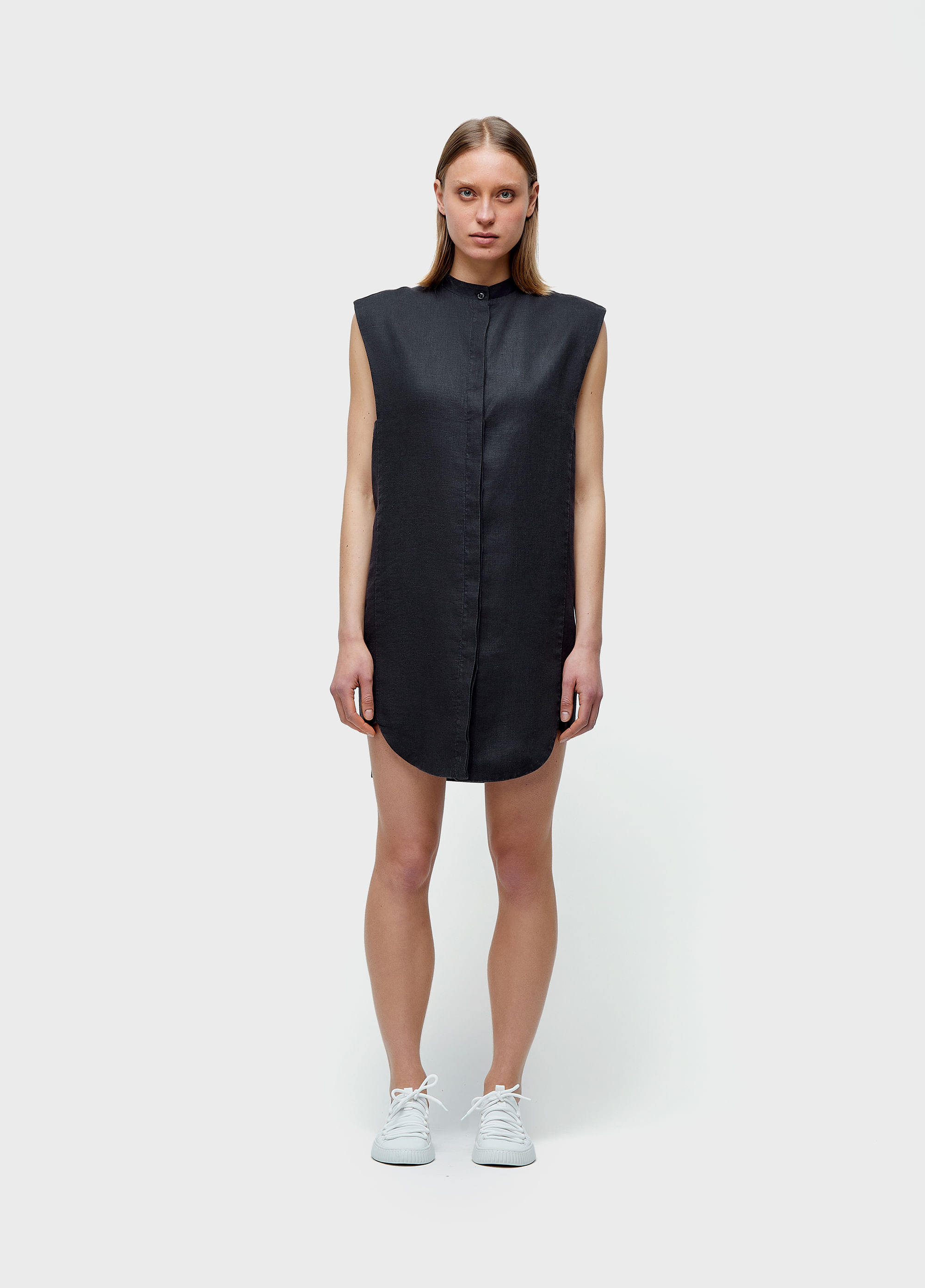 VESTIDO SMOKING SLEEVELESS LINEN