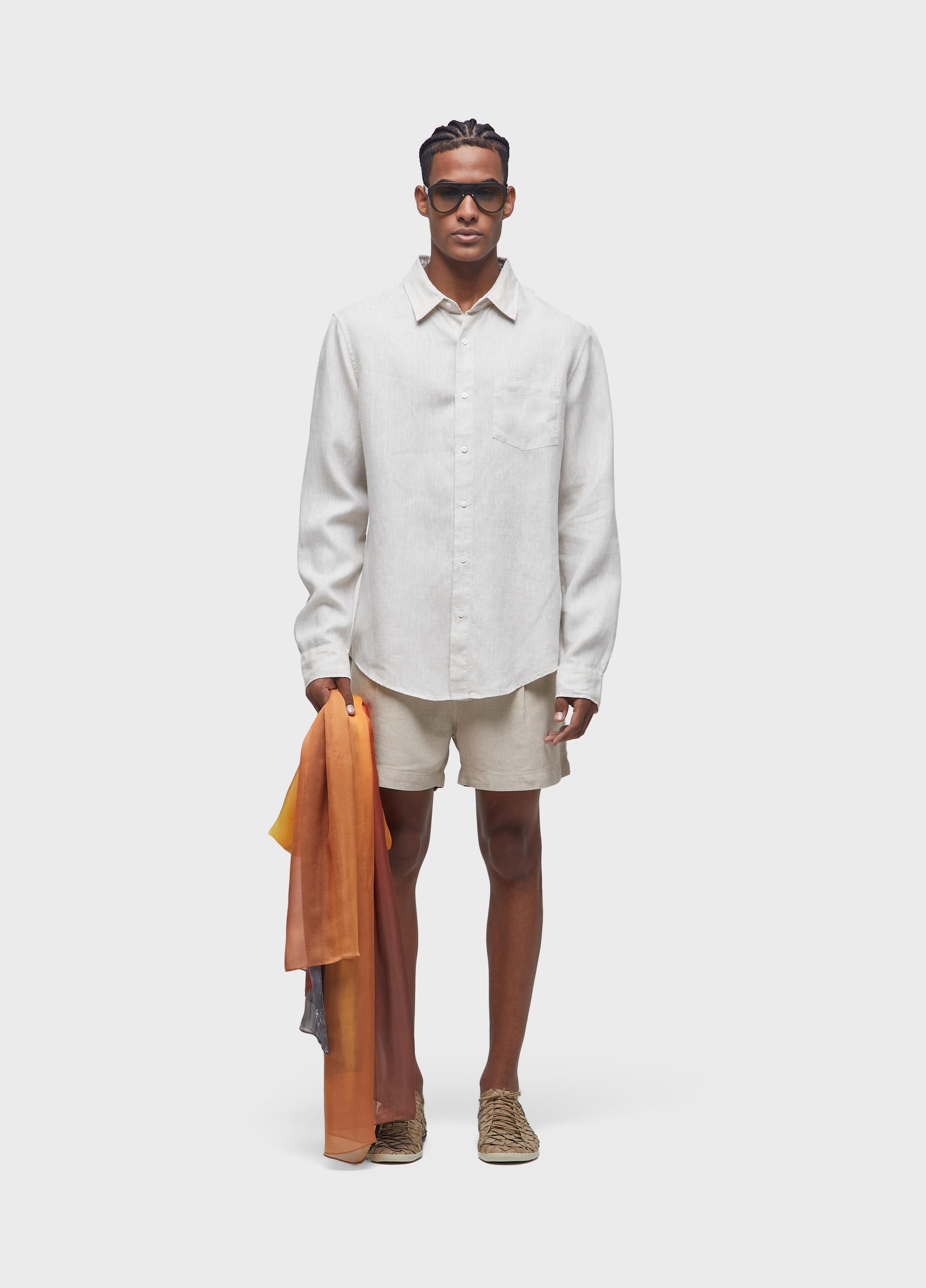 SHORT FLUID LINEN PLEATS