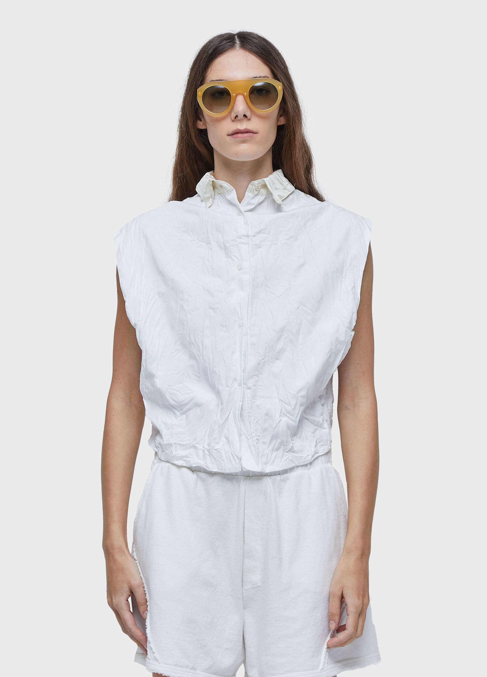 CAMISA SLEEVELESS WRINKLED SATIN TRICO