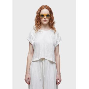 Blusa cropped wrinkled