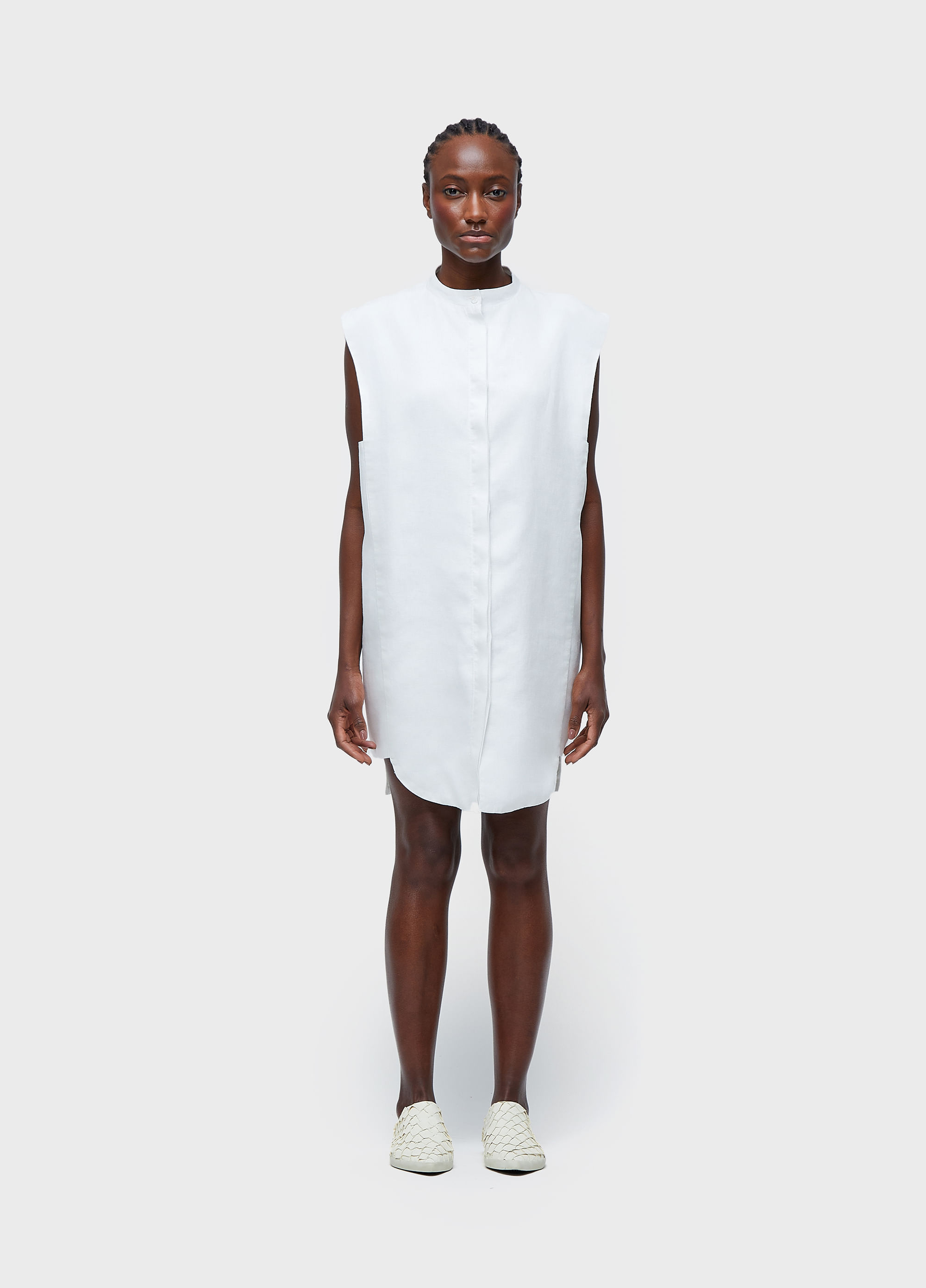 VESTIDO SMOKING SLEEVELESS LINEN