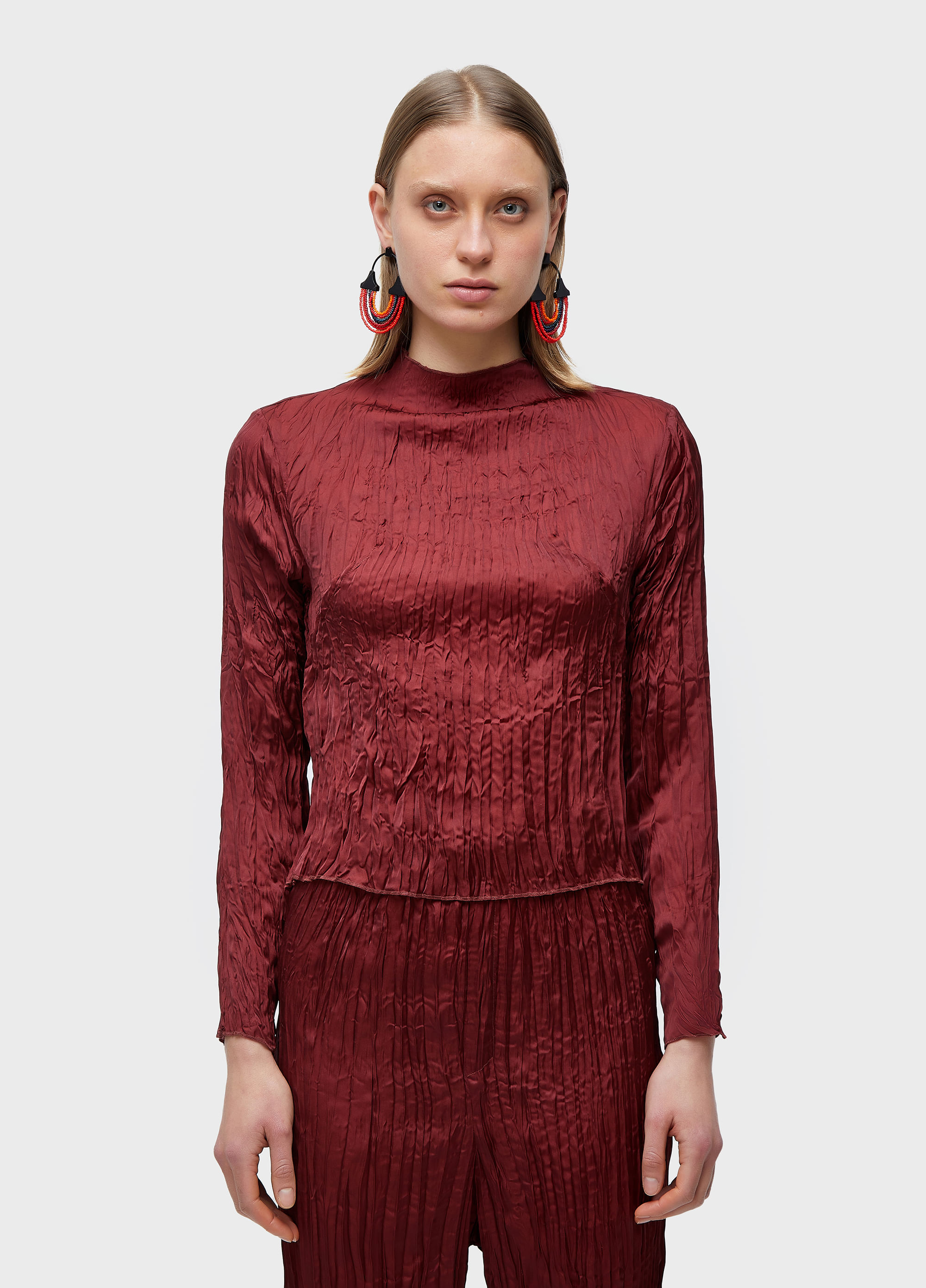 BLUSA GOLA ML WRINCKLED SATIN DOUBLE
