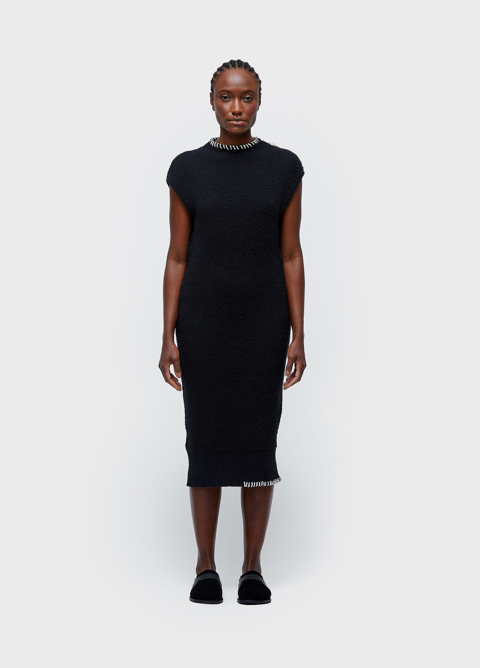 VESTIDO TRICOT BOUCLET PESPONTOS