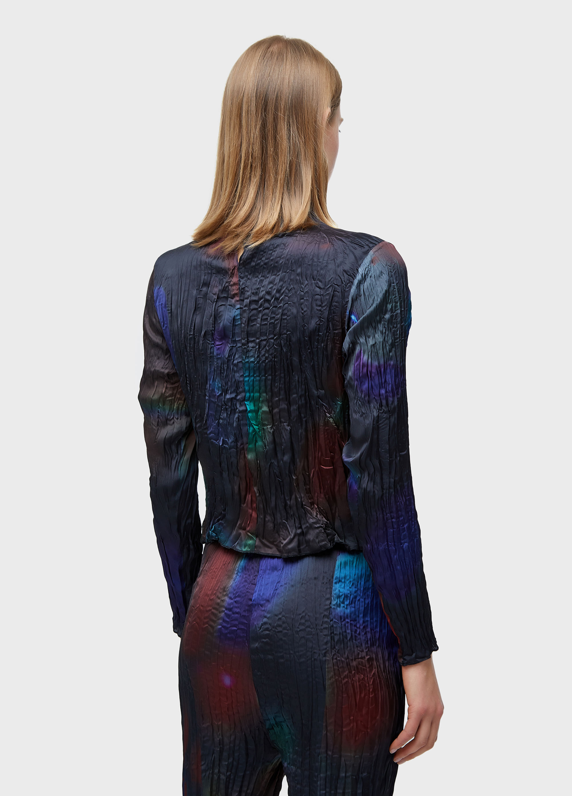 BLUSA ML WRINKLED SATIN ROSE BLUR DOUBLE
