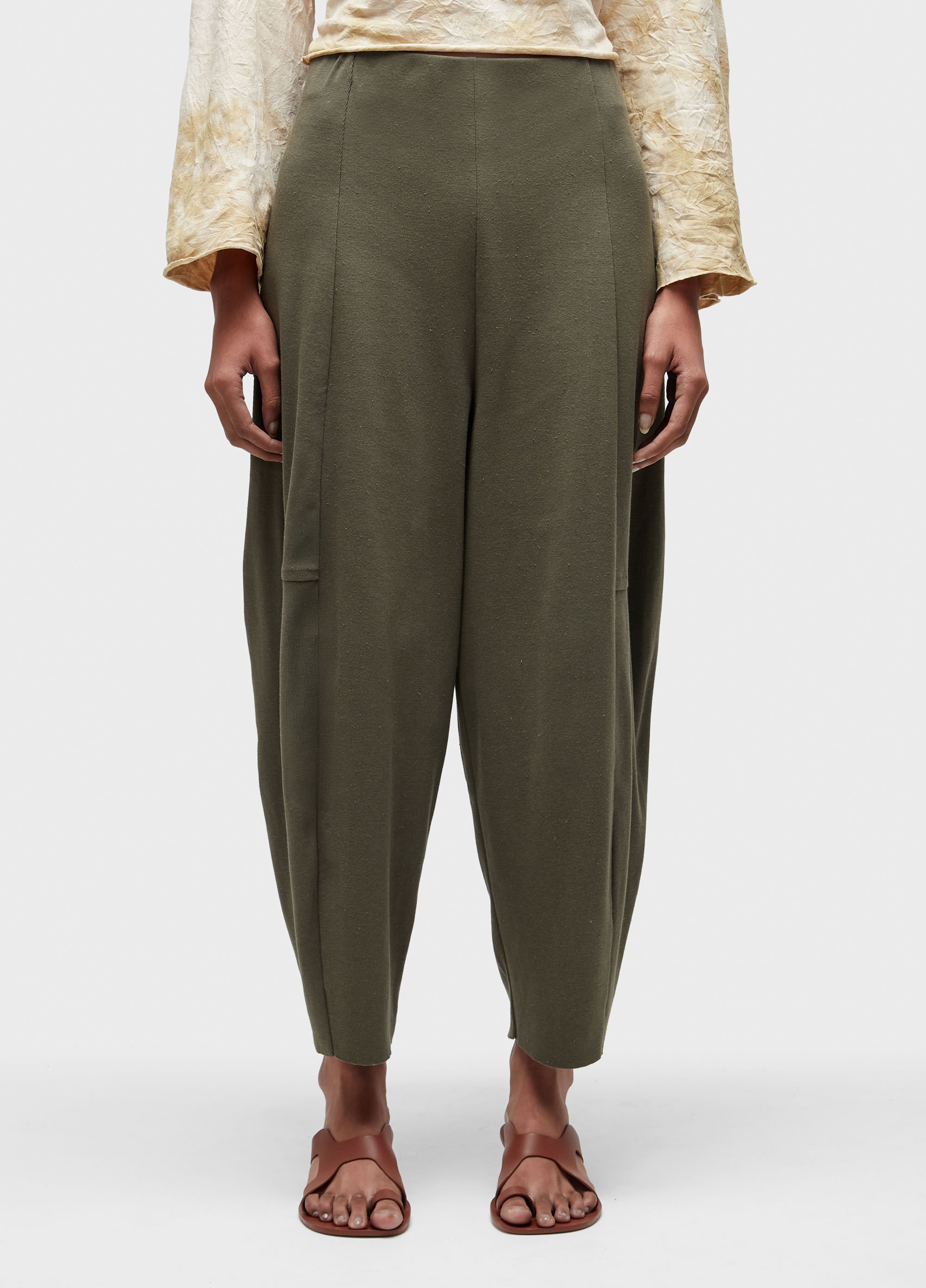 Calça barrel malha rustica