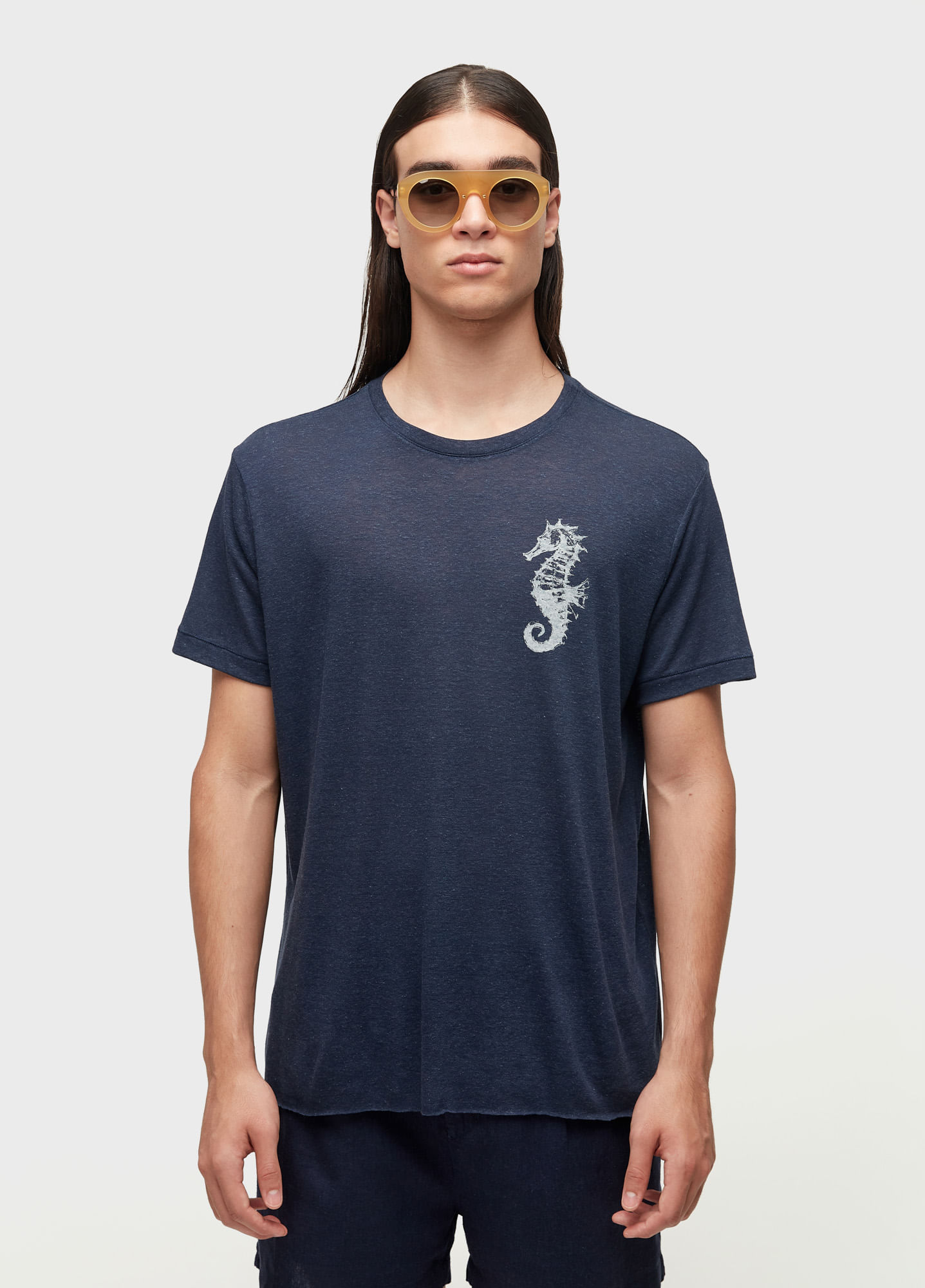 T-shirt seahorse light linen