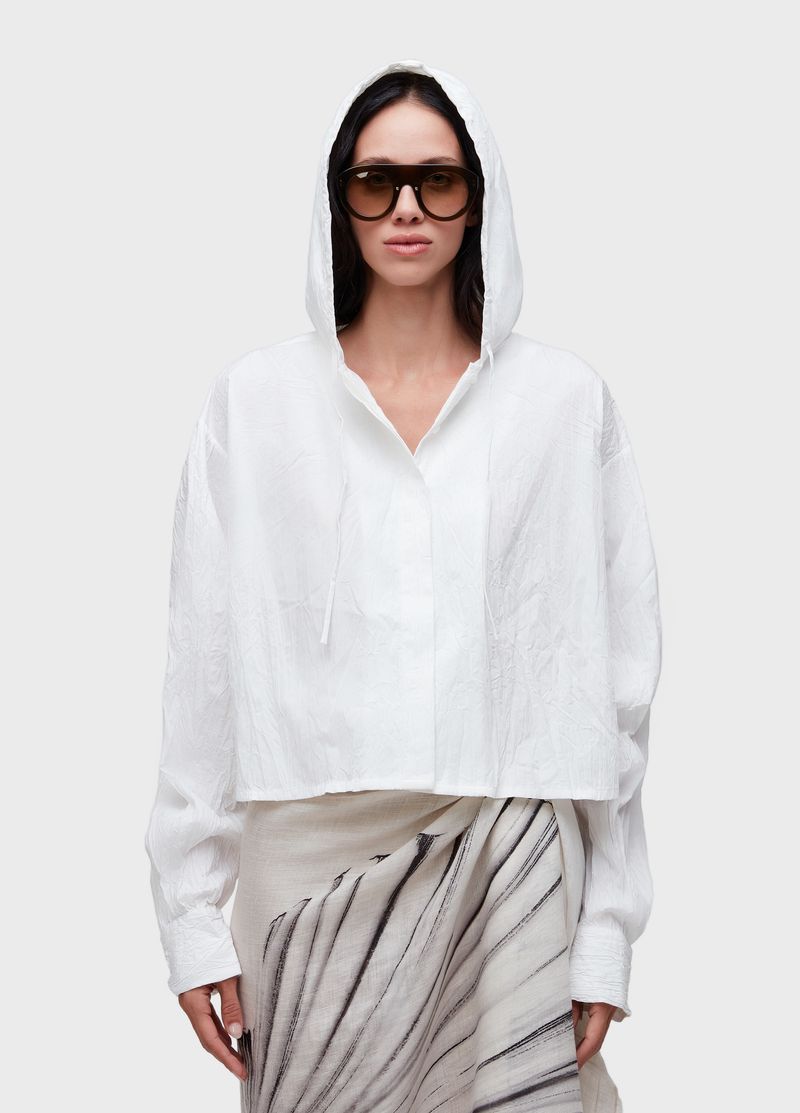 CAMISA MLCAPUZ CROPPED WRINKLE TRICOLINE