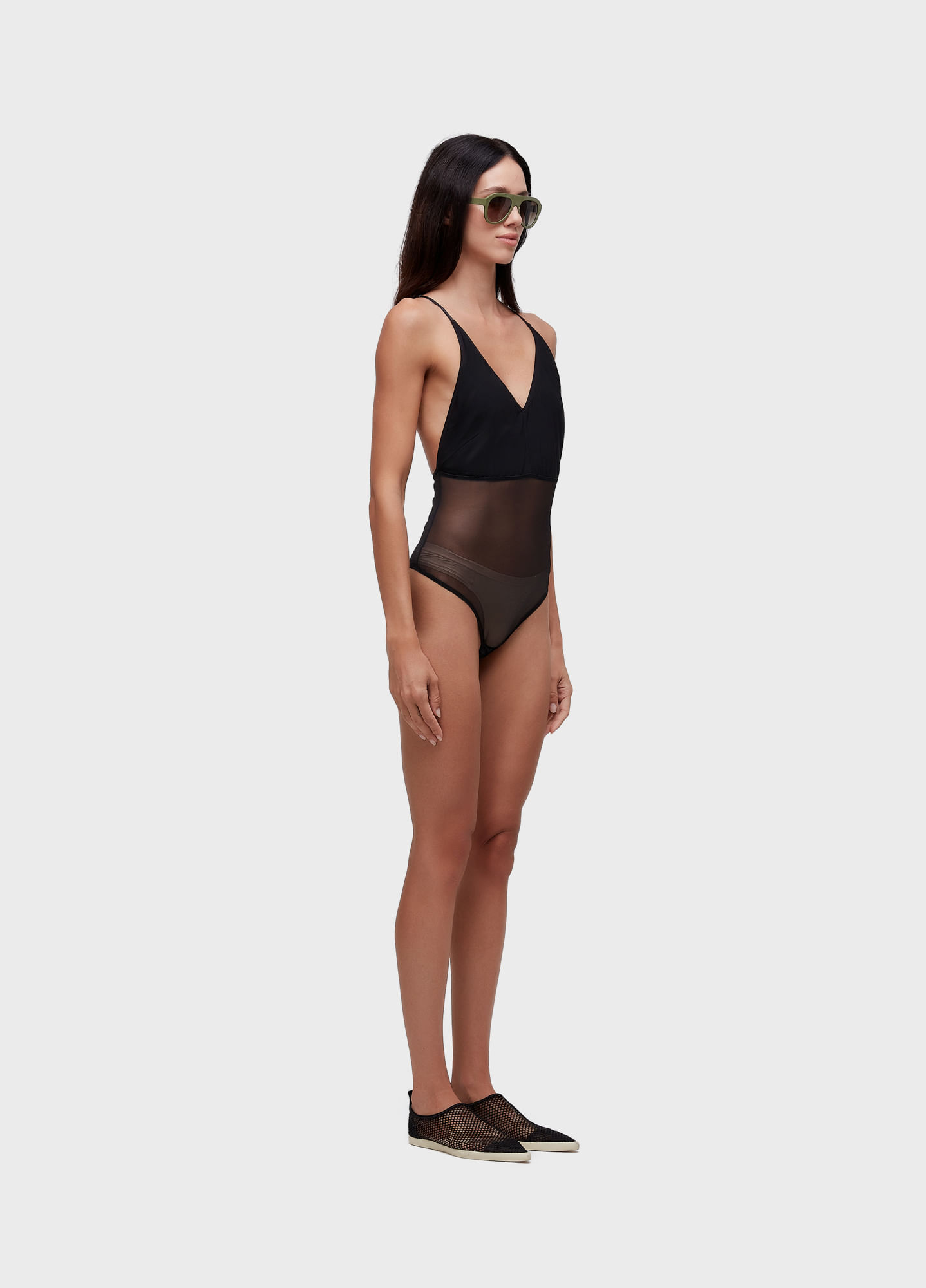 Body tule decote V