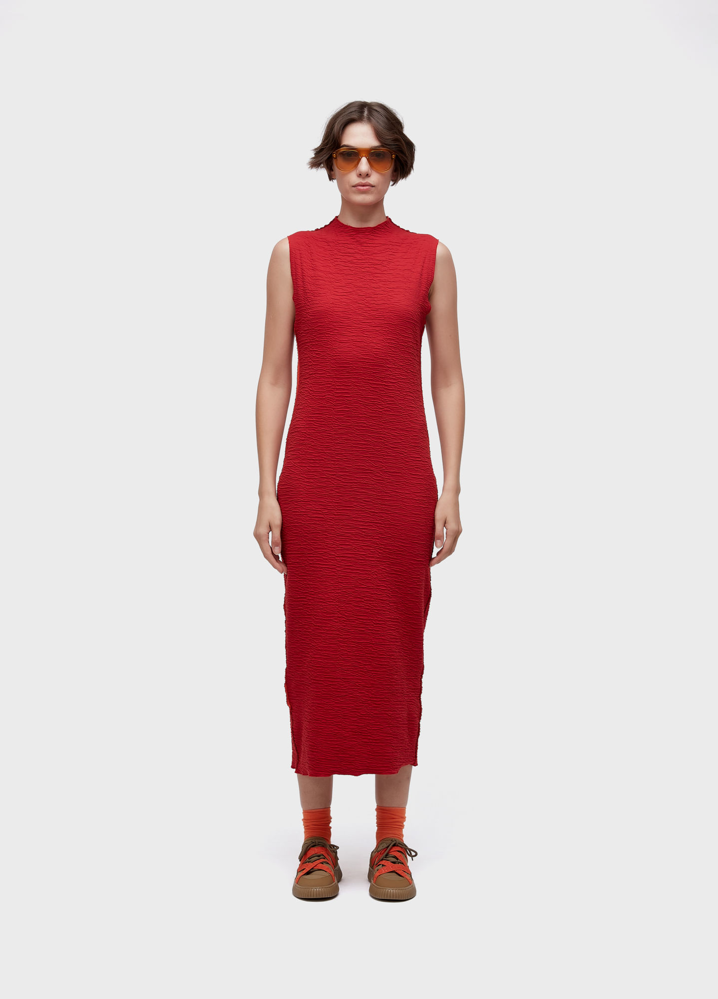 Vestido cavado double face rug