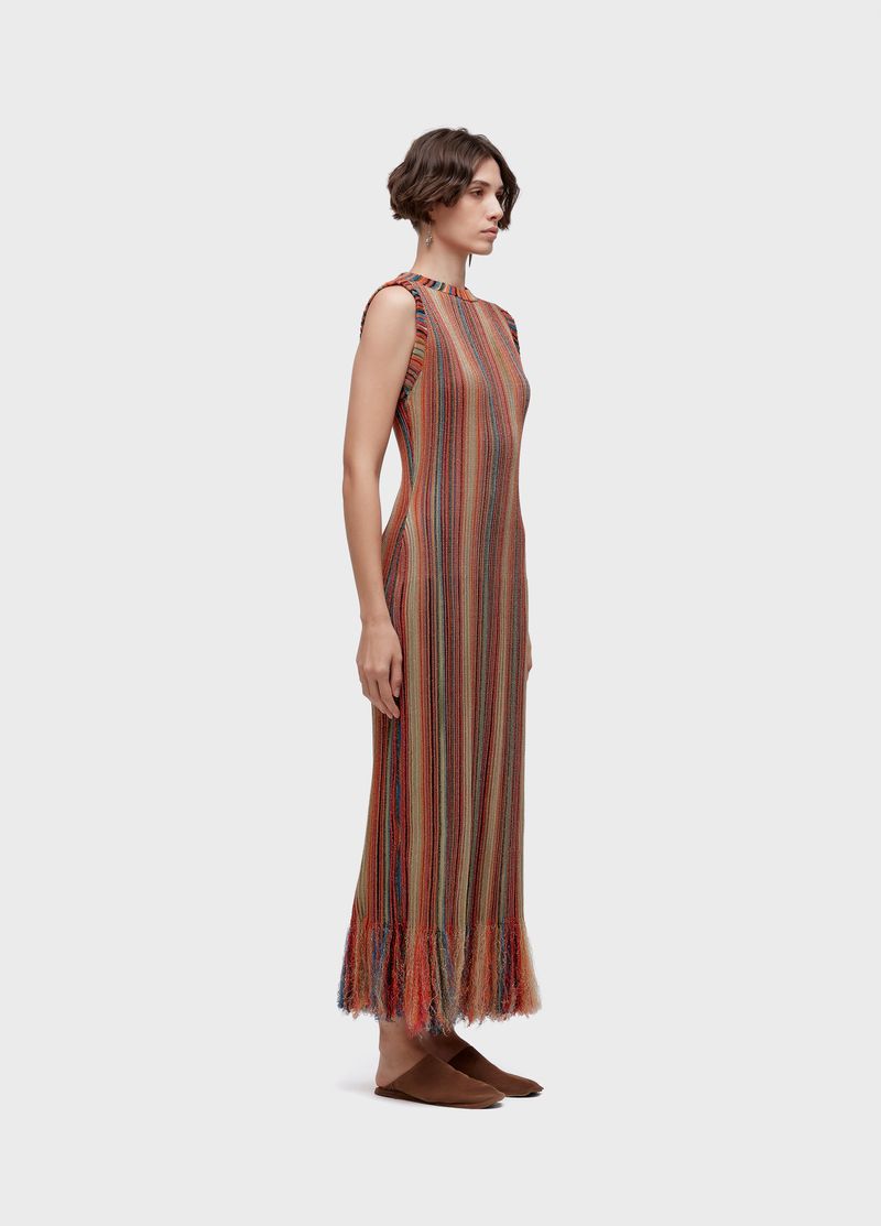 VESTIDO TRICOT LONGO NERVURAS