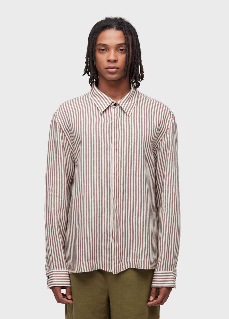 CAMISA MASC OVER BRUN STRIPES