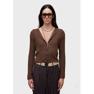 Cardigan tricot canelado irregular