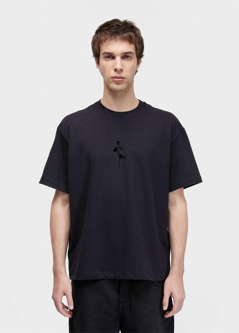 TSHIRT OVER PURESOFT FLOCKED ROSE MC