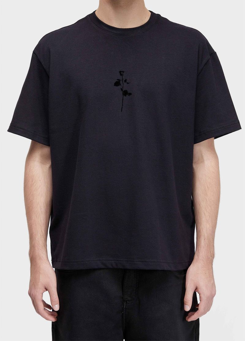 TSHIRT OVER PURESOFT FLOCKED ROSE MC