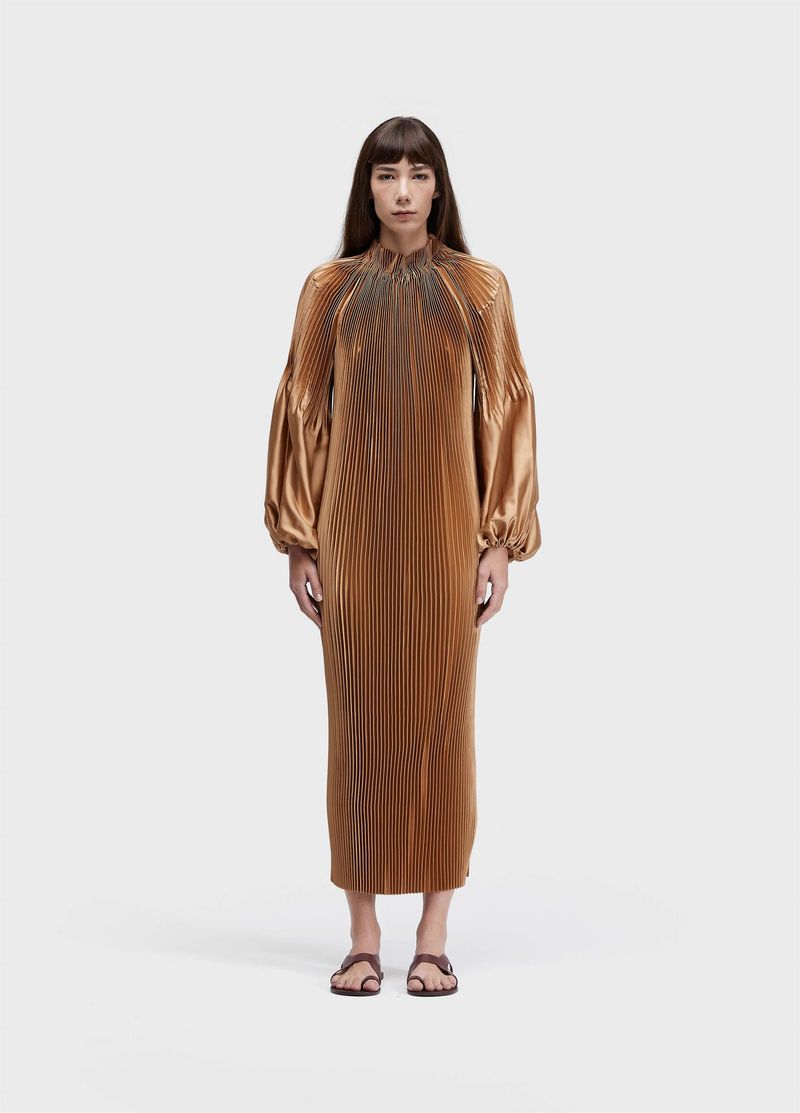 VESTIDO MANGA OVER PLISSADO