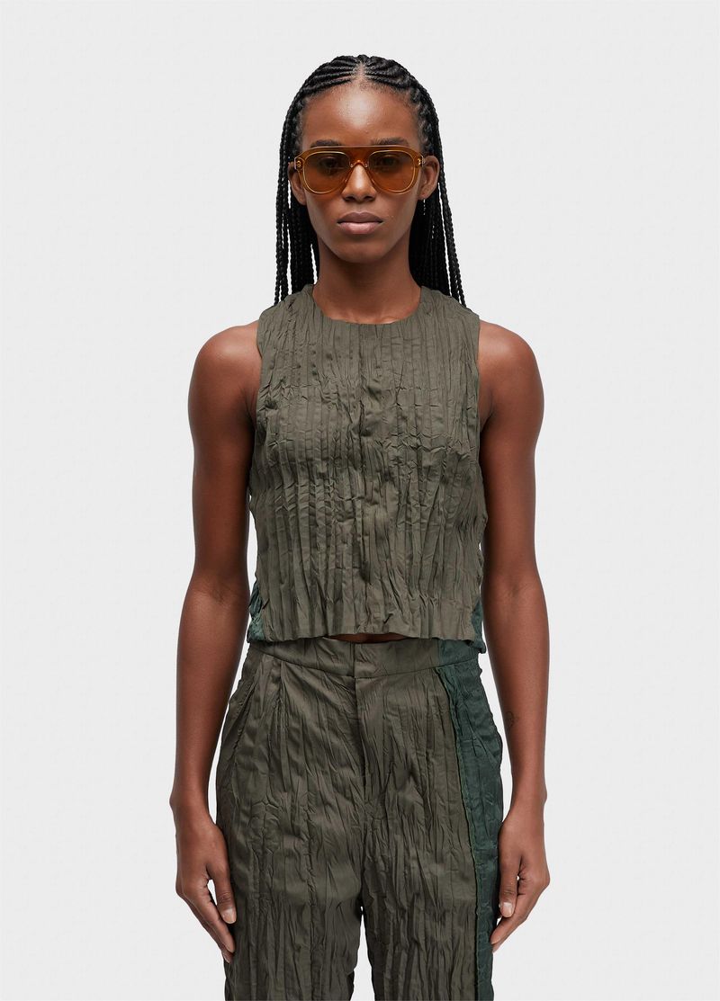 BLUSA SLEEVELESS WINKLE TRICOLINE SATIN