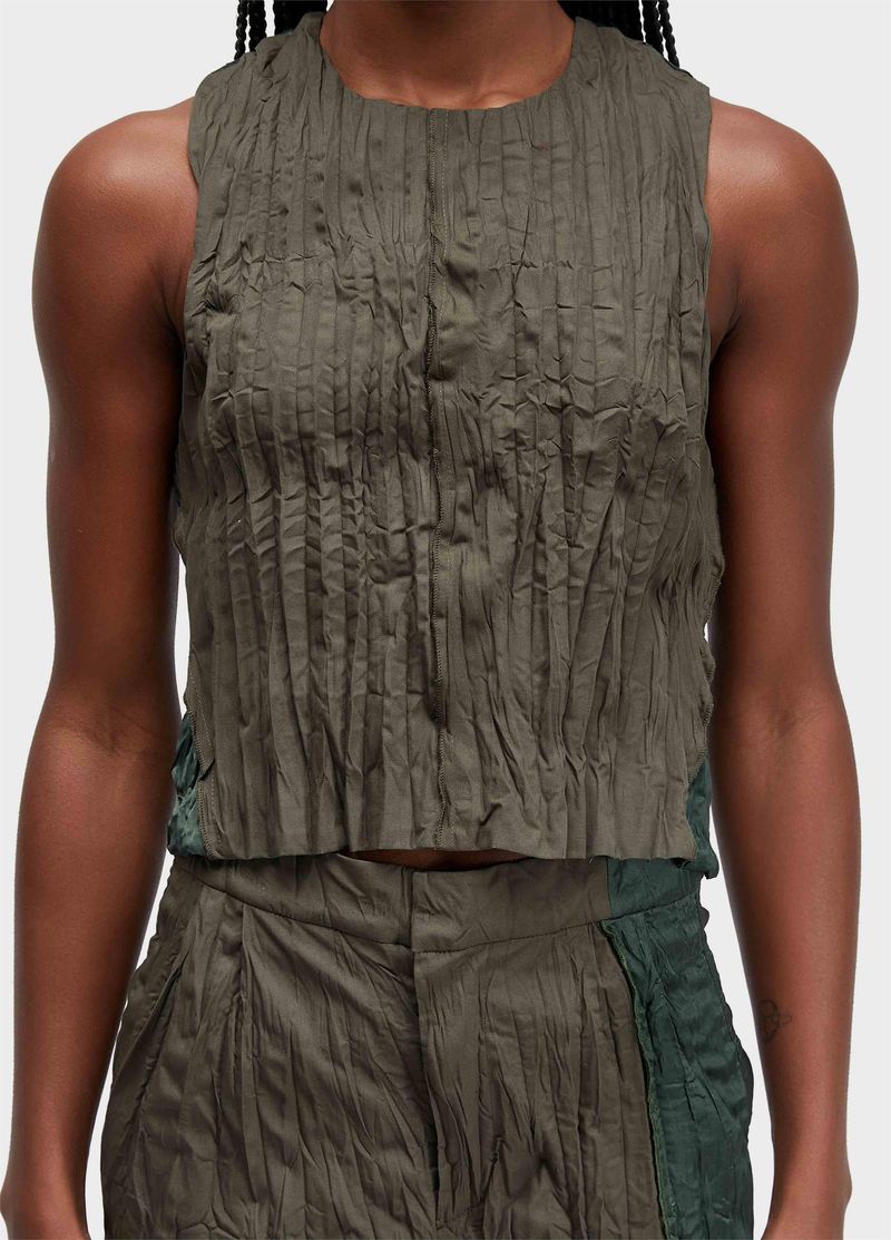 BLUSA SLEEVELESS WINKLE TRICOLINE SATIN
