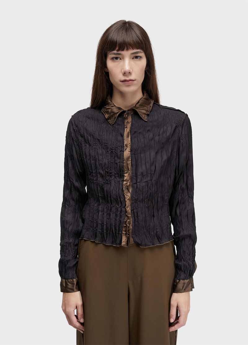 CAMISA CROPPED WRINKLE SATIN DOUBLE FACE