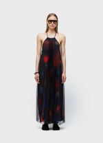 VESTIDO LONGO TULE PLISSADO ROSE BLUR