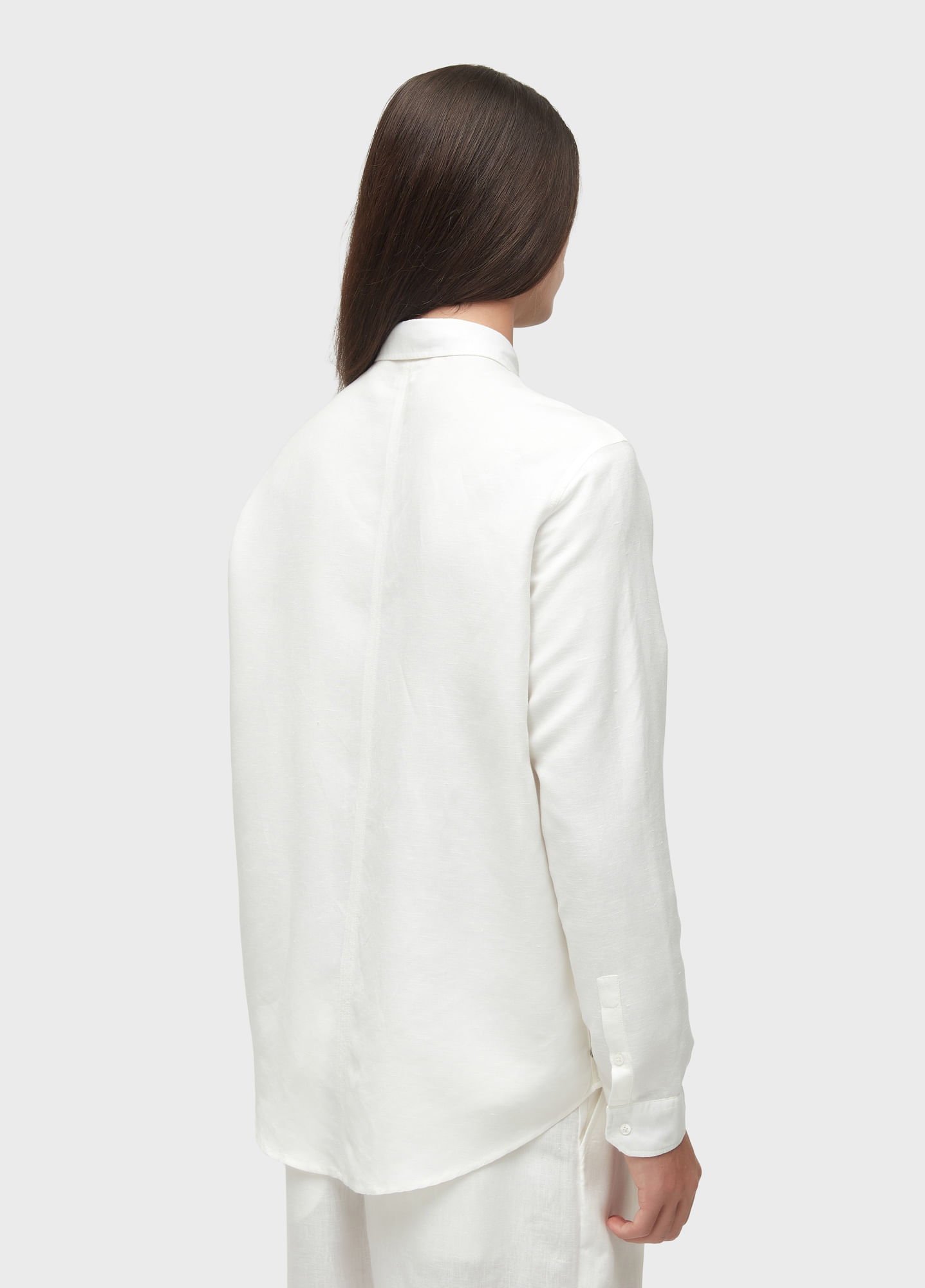 Camisa linen leaf bordado