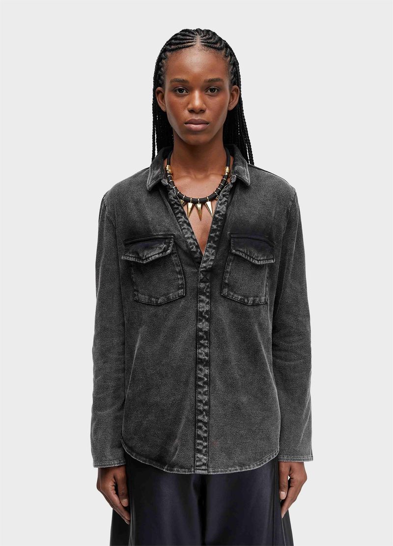 CAMISA FEM MARMORIZADO BLACK