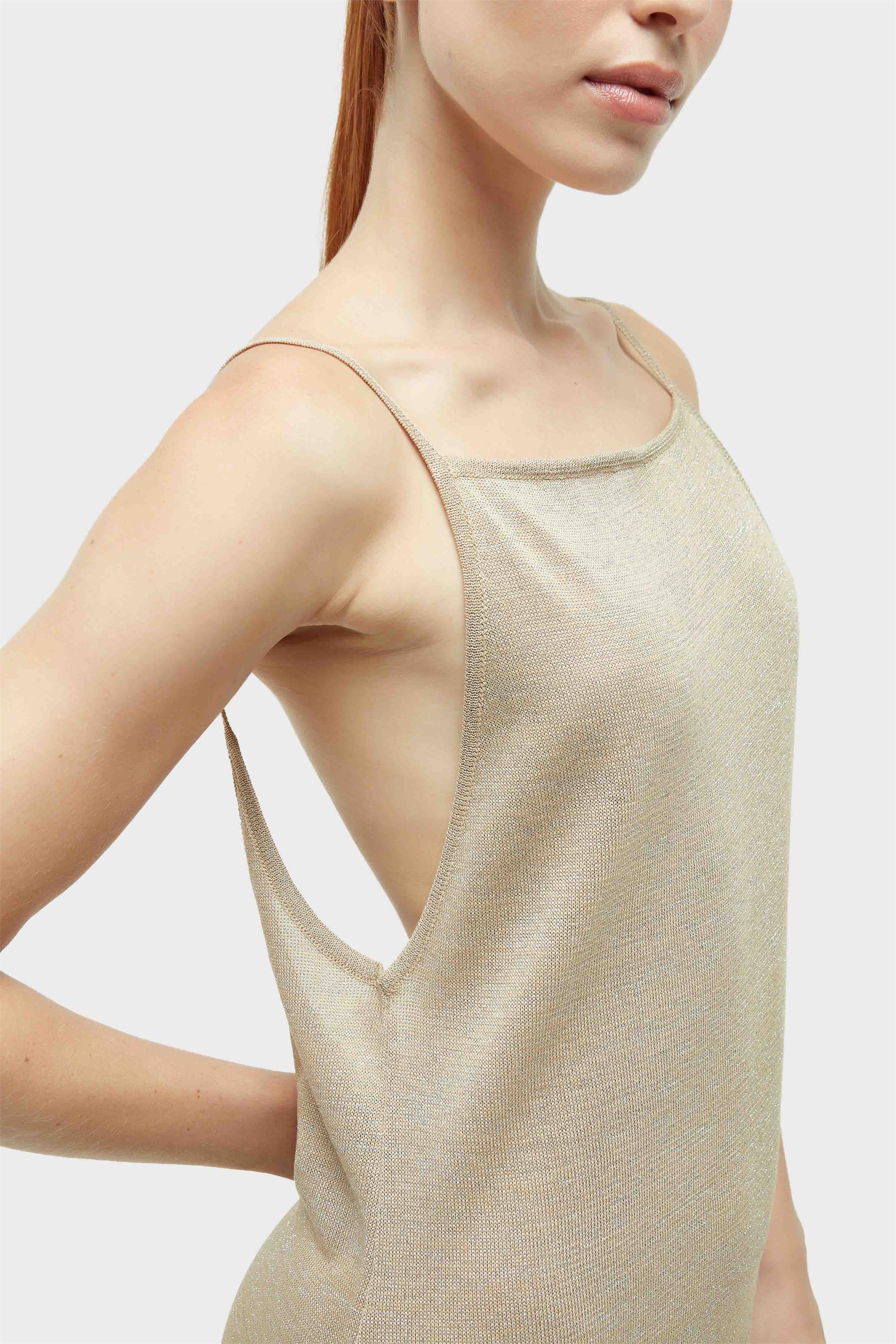 Vestido longo tricot lurex