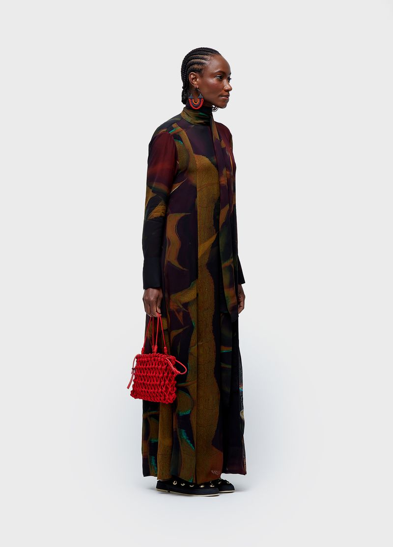 VESTIDO ML GOLA LONGO GLITCH ROSE