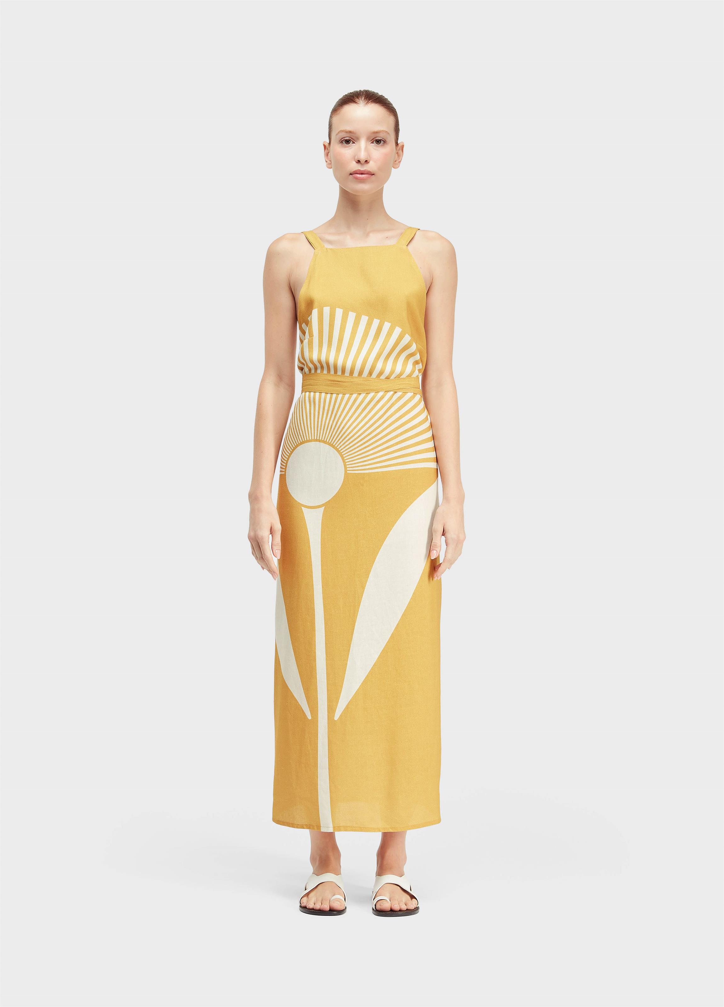 Vestido avental sunflower