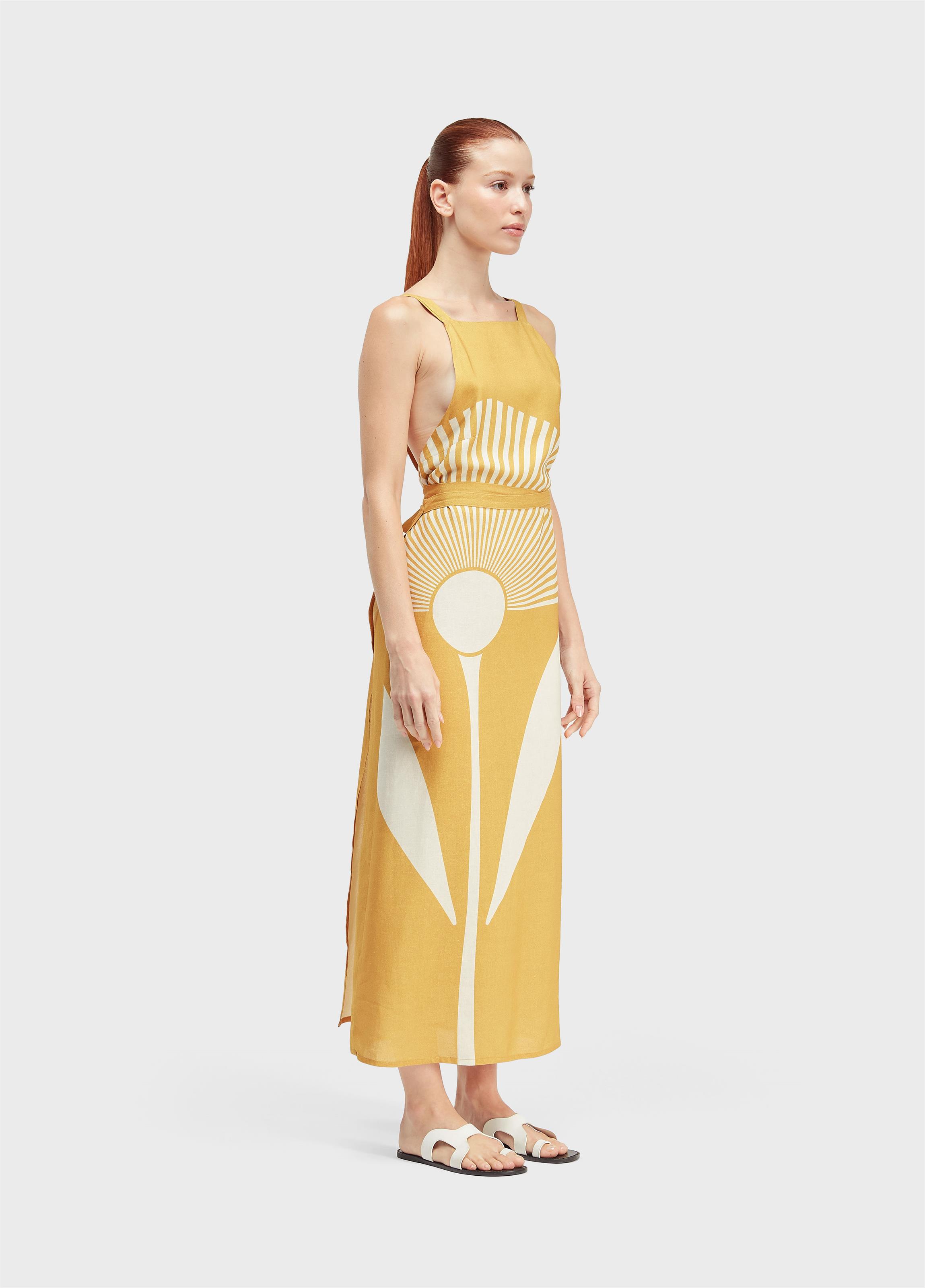 Vestido avental sunflower