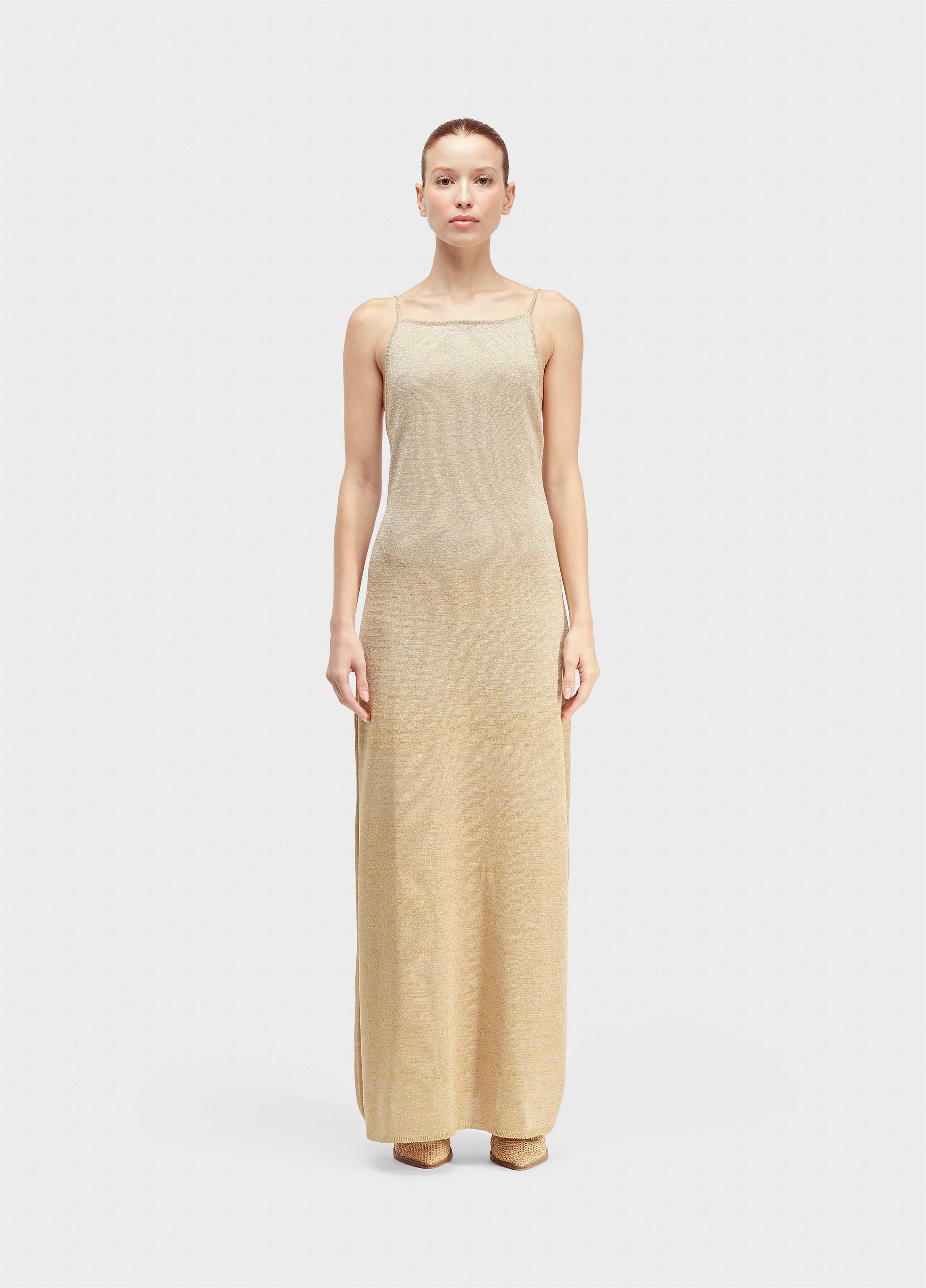 Vestido longo tricot lurex