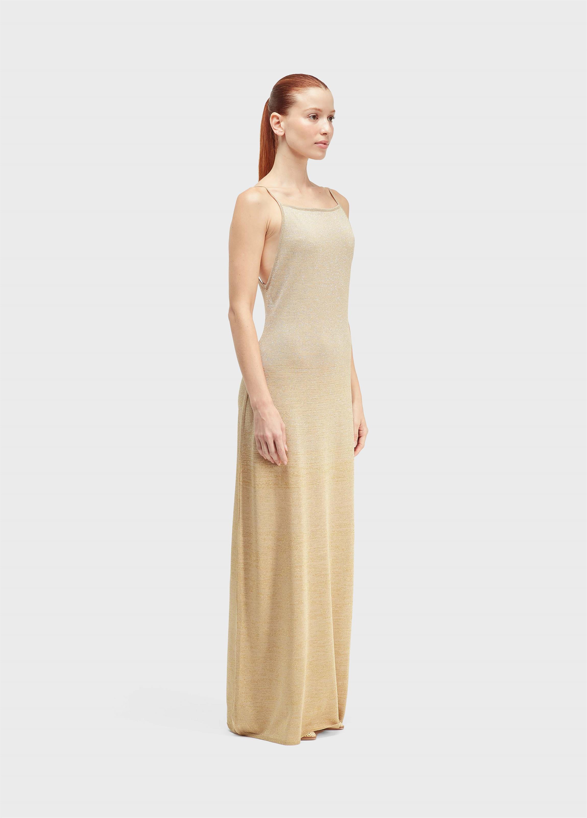 Vestido longo tricot lurex