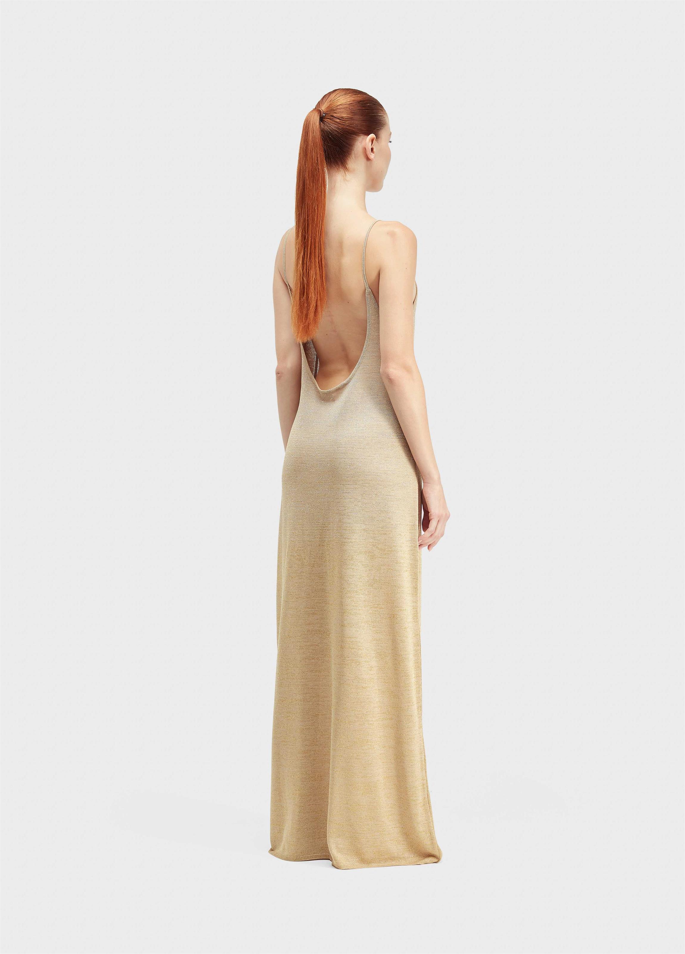 Vestido longo tricot lurex