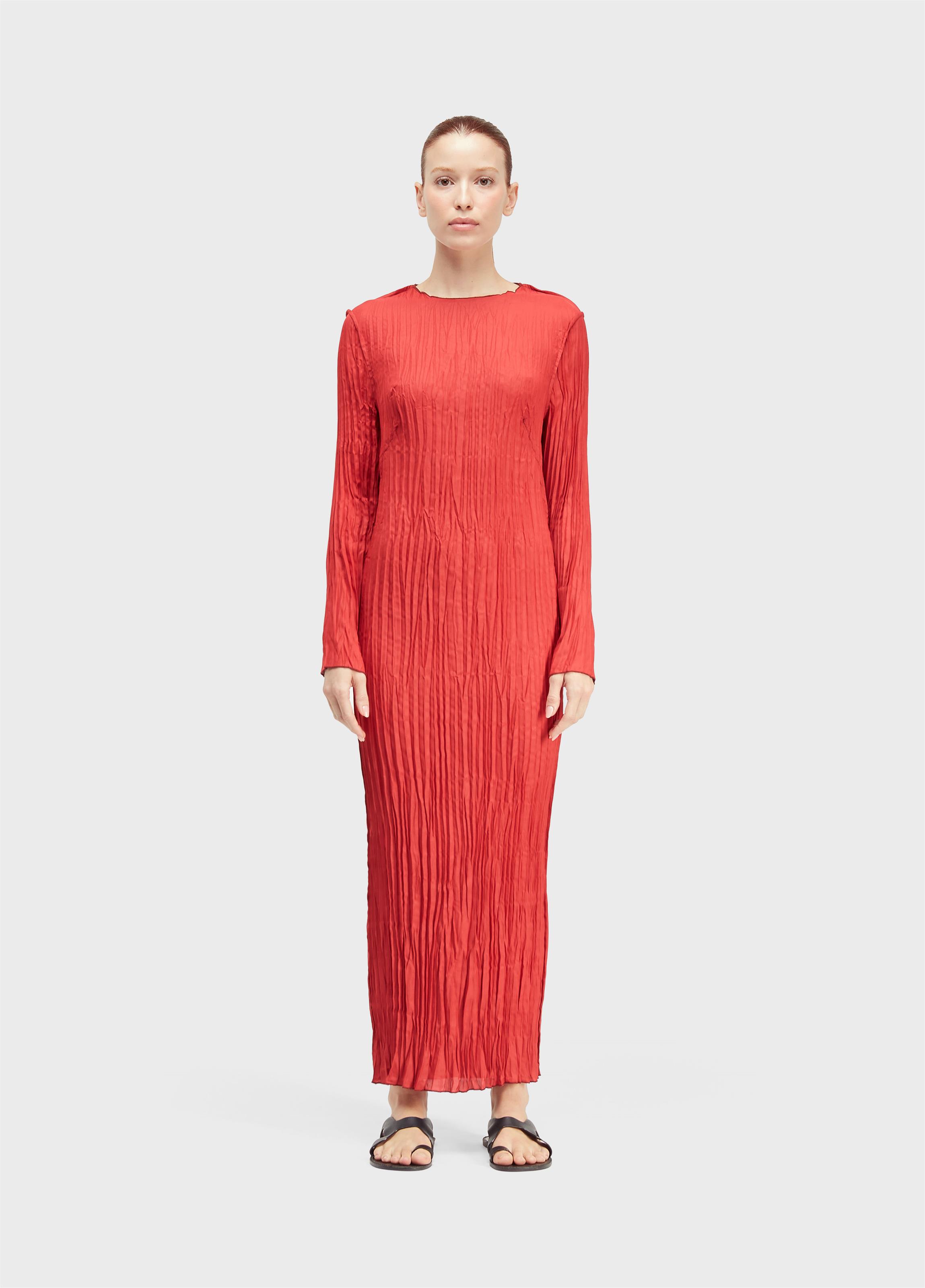 Vestido longo  wrinkled satin double