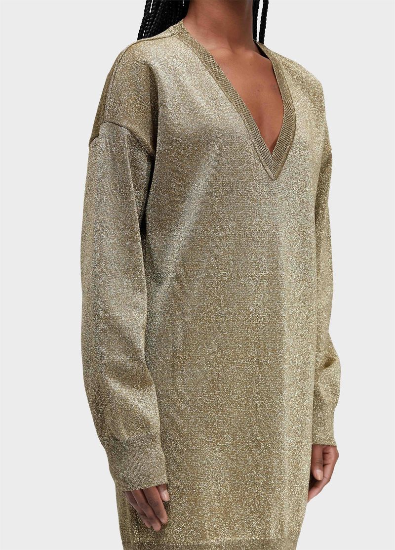VESTIDO CURTO TRICOT DOURADO