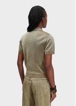 BLUSA POLO FEM TRICOT DOURADO