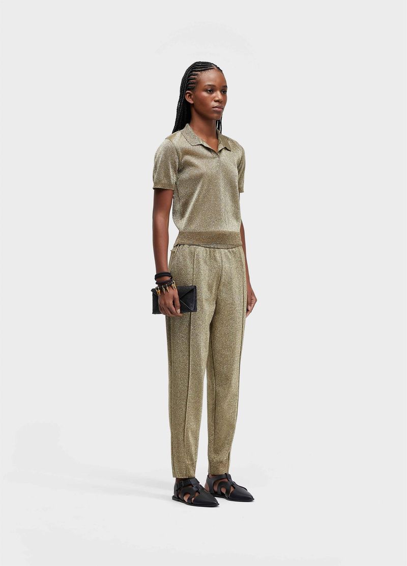 BLUSA POLO FEM TRICOT DOURADO