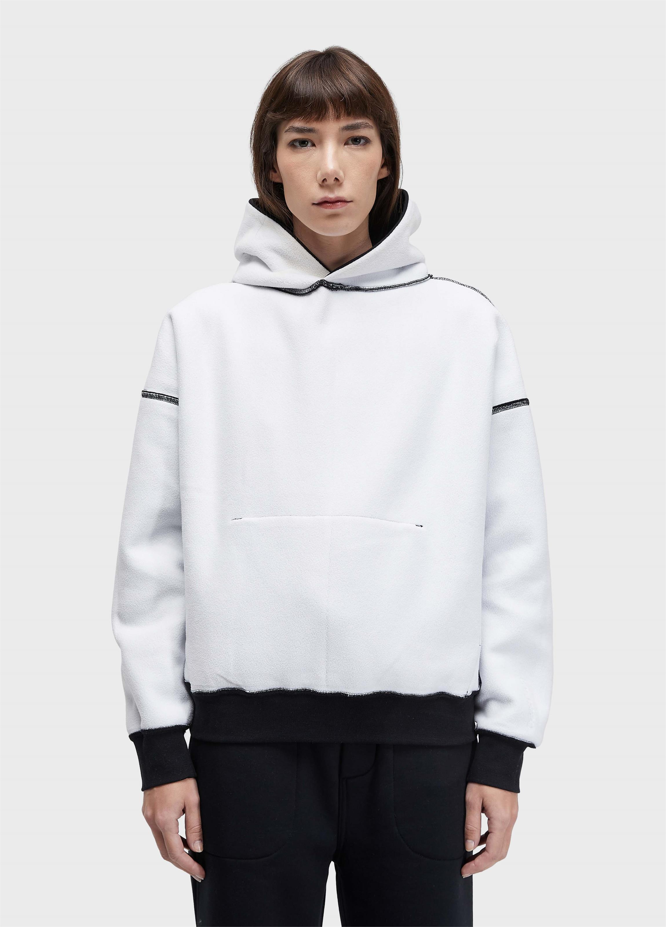 Casaco double capuz moletom fleece