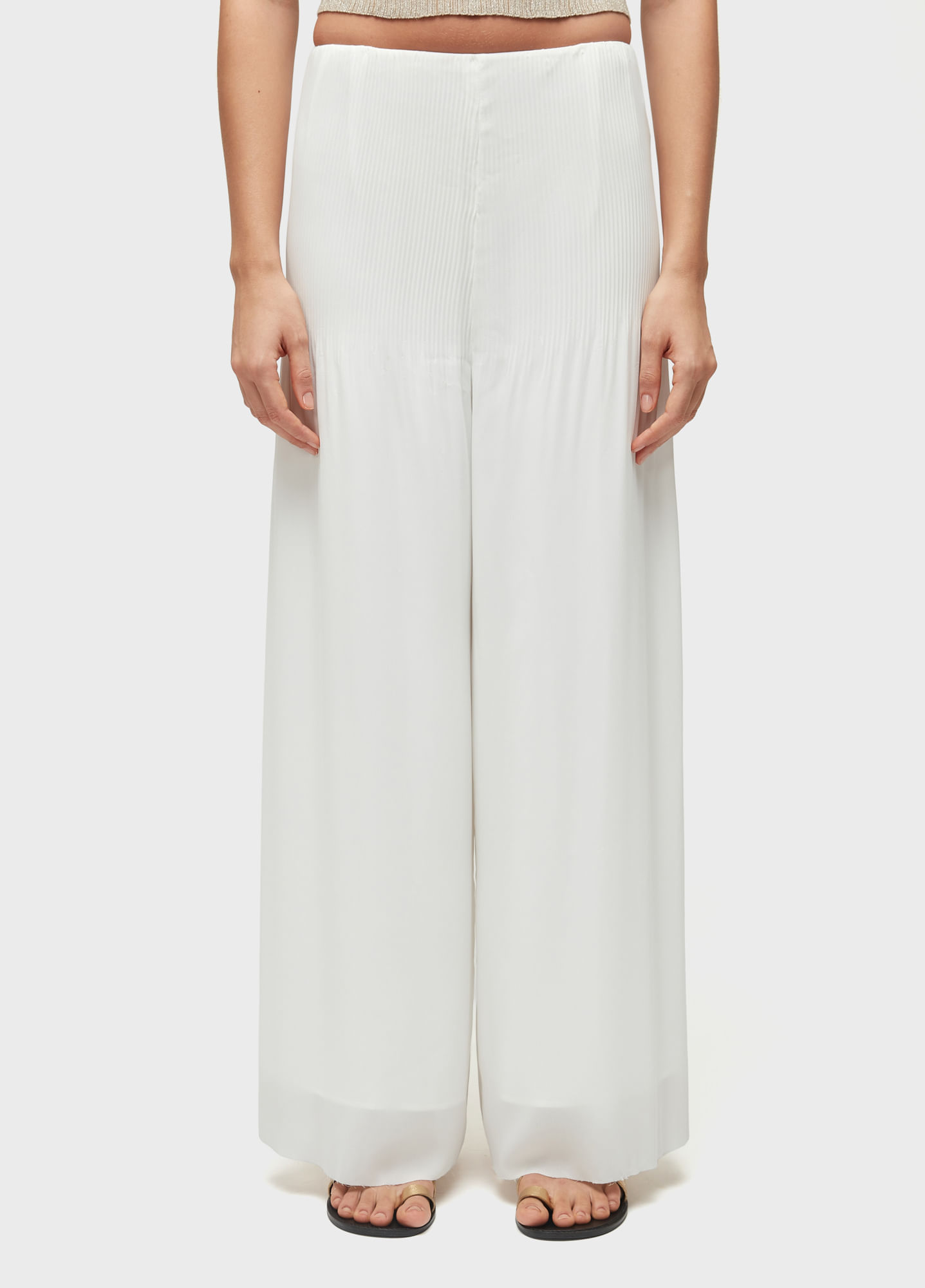 Calça reta plissado