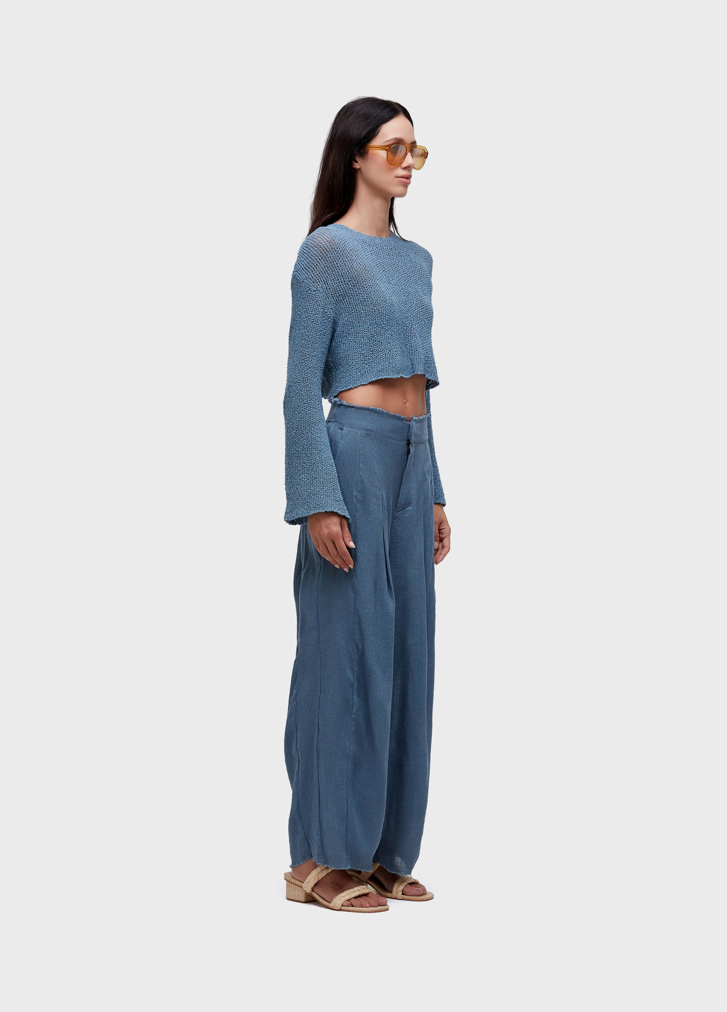 Blusa flare tricot rede
